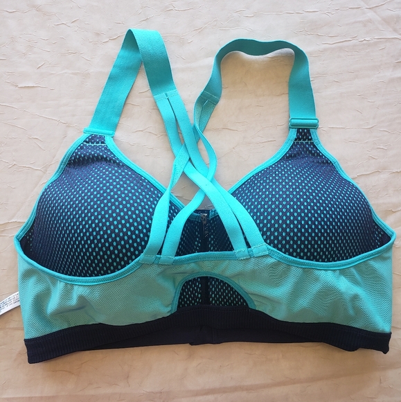 VSX Sport Victoria’s Secret Sports Teal and Black Bra Mesh Pattern Sz 38C. - Picture 15 of 16